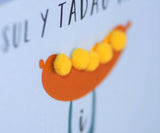 Welsh Father's Day Card, Sul y Tadau Hapus, BBQ King, Pompom Embellished