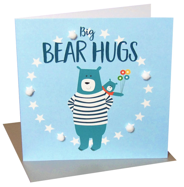 Father's Day Card, Daddy Bear, Big Bear Hugs, Embellished with colourful pompoms