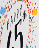 Birthday Card, Dotty 65, 65th , Embellished with colourful pompoms