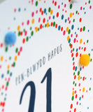 Welsh 21st Birthday Card, Penblwydd Hapus, Dotty 21, Pompom Embellished