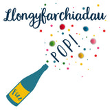 Welsh Congratulations Card, Pop, Fizz, Pompom Embellished