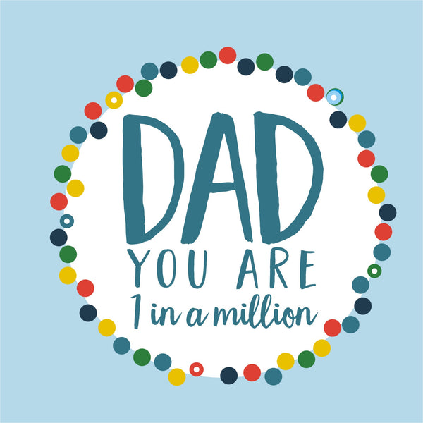 Father's Day Card, Dad in a Million, Embellished with colourful pompoms