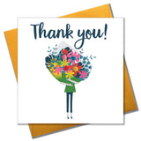 Thank You Card, Flowers Bouquet, Thank You, Embellished with colourful pompoms