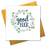 Good Luck Card, 4 leaf clover, Embellished with pompoms