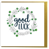 Good Luck Card, 4 leaf clover, Embellished with pompoms