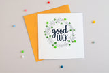 Good Luck Card, 4 leaf clover, Embellished with pompoms