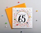 Welsh 65th Birthday Card, Penblwydd Hapus, Dotty 65, Pompom Embellished