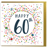 Birthday Card, Dotty 60, 60th , Embellished with colourful pompoms
