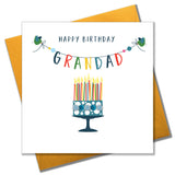 Birthday Card, Cake, Happy Birthday, Grandad, Embellished with colourful pompoms