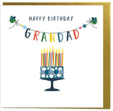 Birthday Card, Cake, Happy Birthday, Grandad, Embellished with colourful pompoms
