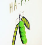 Welsh Father's Day Card, Sul y Tadau Hapus, Pea Pods, Pompom Embellished