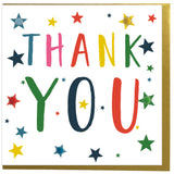 Thank You Card, Stars, Thank You, Embellished with colourful pompoms