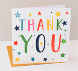 Thank You Card, Stars, Thank You, Embellished with colourful pompoms