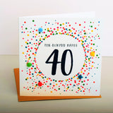 Welsh 40th Birthday Card, Penblwydd Hapus, Dotty 40, Pompom Embellished