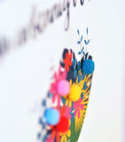 Welsh Mother's Day Card, Sul y Mamau Hapus, Mam, Big Bouquet, Pompom Embellished