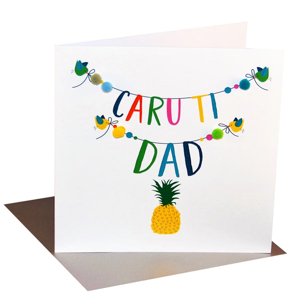 Welsh Father's Day Card, Sul y Tadau Hapus, Dad PineapplePompom Embellished