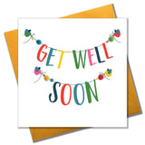 Get Well Card, Banner, Get Well Soon, Embellished with colourful pompoms