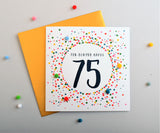 Welsh 75th Birthday Card, Penblwydd Hapus, Dotty 75, Pompom Embellished