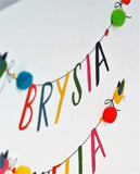 Welsh Get Well Card, Banner, Get Well Soon, Embellished with colourful pompoms