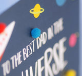 Father's Day Card, Best Dad in the Universe, Embellished with colourful pompoms