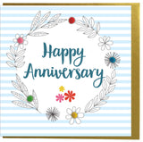 Wedding Card, Flower Circle, Happy Anniversary, Embellished with pompoms