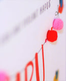 Welsh Valentine's Day Card, Love You Bunting, LOVE YOU, Pompom Embellished