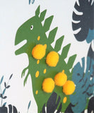 Welsh Congratulations Card, Dinosaur, Well done, Pompom Embellished