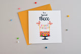 Birthday Card, Cake, To a Special Niece, Embellished with pompoms