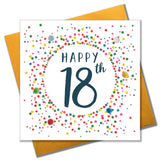 Birthday Card, Dotty 18, 18th, Embellished with colourful pompoms