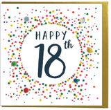 Birthday Card, Dotty 18, 18th, Embellished with colourful pompoms