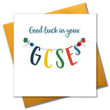 GCSE Exam Good Luck Card, Banner, Embellished with pompoms