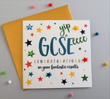 Congratulations Card, Star, GCS(yip)E(eeee) results, Embellished with pompoms