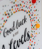 A Level Good Luck Card, Dotty Circle, Embellished with pompoms