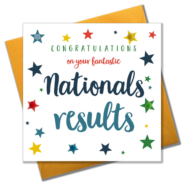 Congratulations National Exam Results Card, Star, Embellished with pompoms