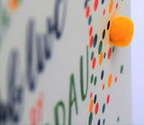 Welsh Final Exam Good Luck Card, Dots, Finals, Pompom Embellished