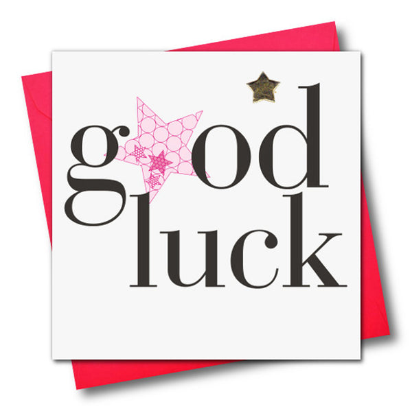 Good Luck Card, Pink Star, Embellished with a padded star