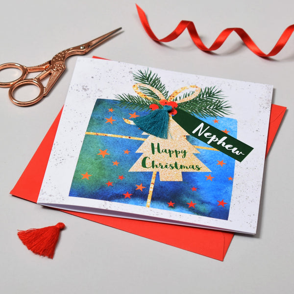 Christmas Card, Present, Nephew, Happy Christmas, Tassel Embellished