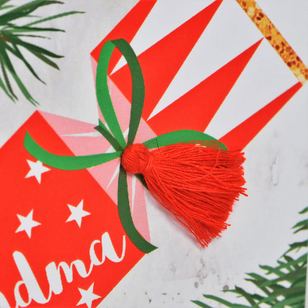 Christmas Card, Cracker, Grandma, Happy Christmas, Tassel Embellished