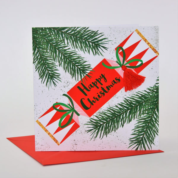 Christmas Card, Cracker, Happy Christmas, Embellished with a colourful tassel