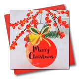Christmas Card, Bauble and Pine, Merry Christmas, Tassel Embellished