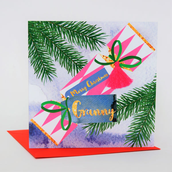 Christmas Card, Cracker, Granny, Happy Christmas, Tassel Embellished