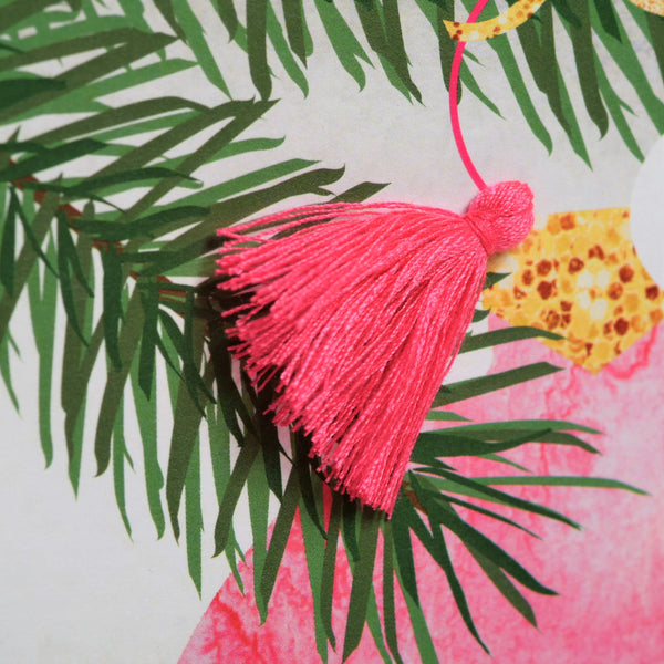Welsh Christmas Card, Nadolig Llawen, Bauble, Winter Wishes, Tassel Embellished