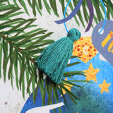 Welsh Grandad Christmas Card, Nadolig Llawen Taid, Bauble, Tassel Embellished