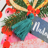 Welsh Godmother Christmas Card, Nadolig Llawen Mam Fedydd, Tassel Embellished