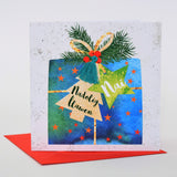 Welsh Nephew Christmas Card, Nadolig Llawen Nai, Present, Tassel Embellished