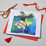 Welsh Nephew Christmas Card, Nadolig Llawen Nai, Present, Tassel Embellished