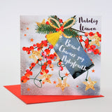 Welsh Brother & Sister in law Christmas Card, Nadolig Llawen, Tassel Embellished