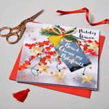 Welsh Brother & Sister in law Christmas Card, Nadolig Llawen, Tassel Embellished