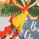 Welsh Brother & Sister in law Christmas Card, Nadolig Llawen, Tassel Embellished