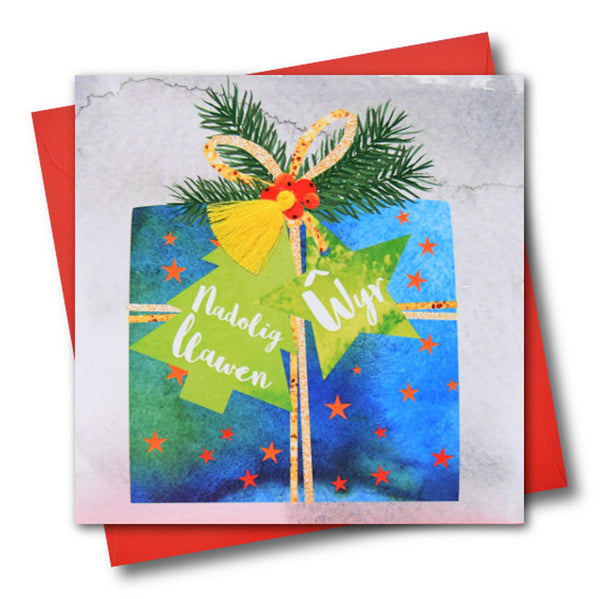 Welsh Christmas Card, Nadolig Llawen, Wyr, Present, Grandson, Tassel Embellished